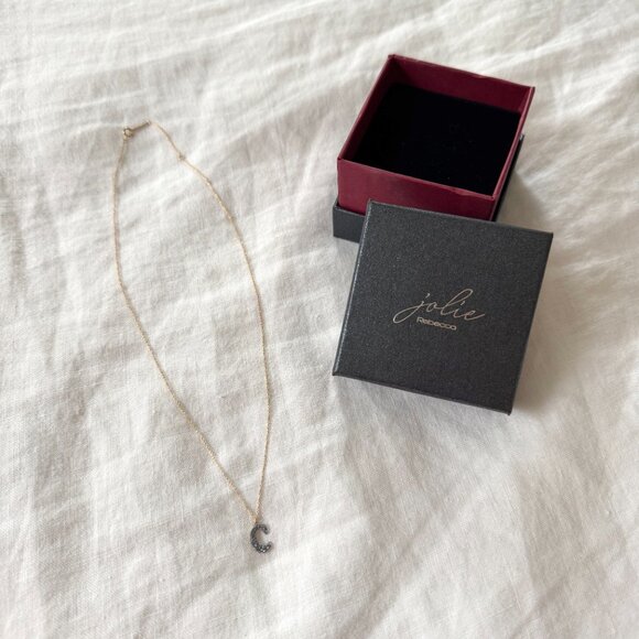 Rebecca Jewelry (Italy) Jolie Gold Alphabet Necklace with "C" in Microdiamonds - Picture 7 of 7